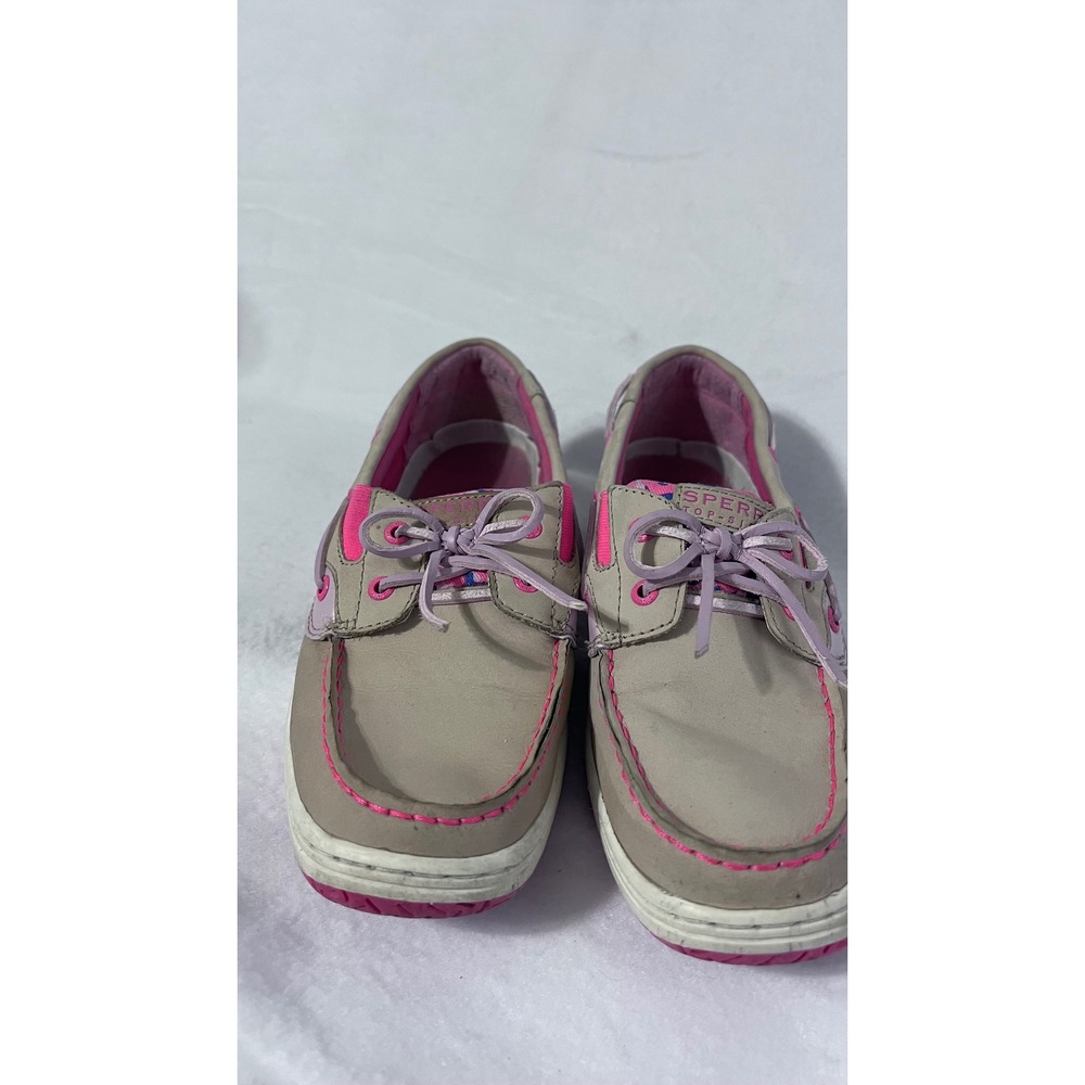 Sperry Top Sider Boat Shoes Pink Floral Tan Leather Lace Up Women 6